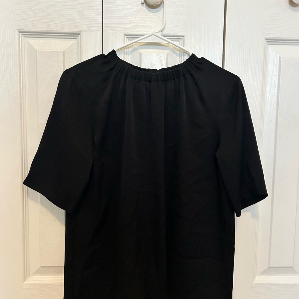 Vince Black Gathered Jewel Neck Top